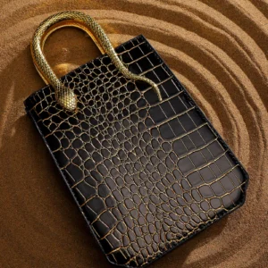 The Gilded Viper Hand Bag - Onyx Black