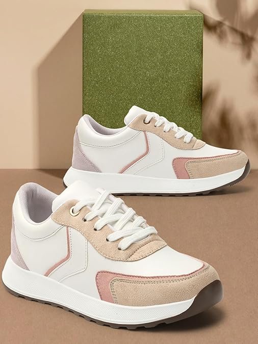 Women Casual Shoes White Beige Sneakers - Image 2