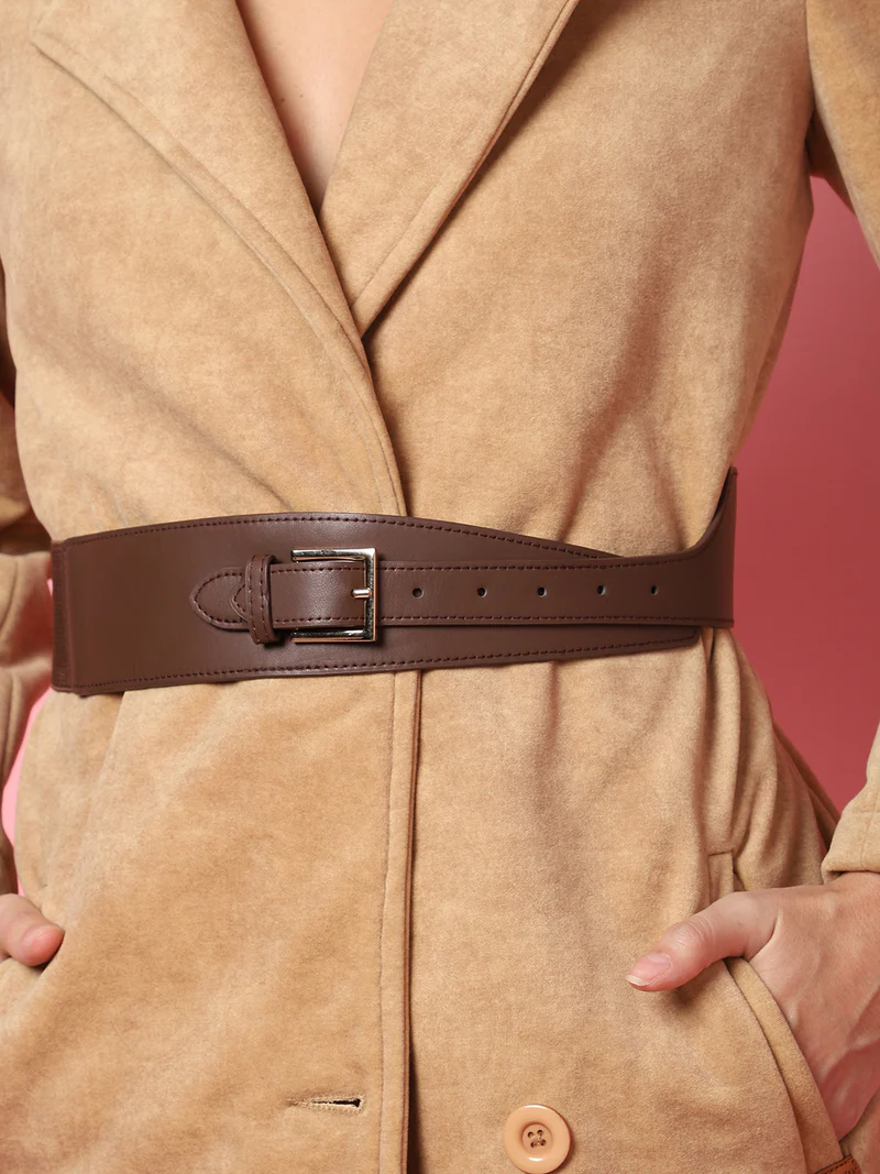 Brown Solid Waist Belt - Image 2