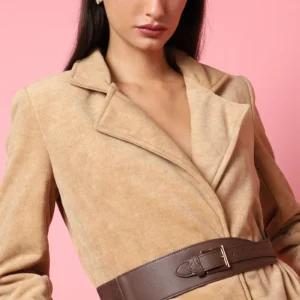 Brown Solid Waist Belt