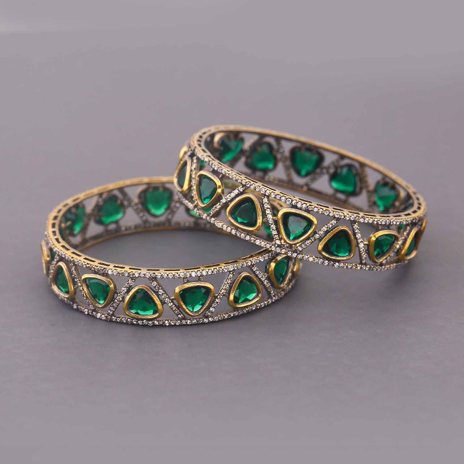 Emerald Mauya Victorian Bangles - Image 2