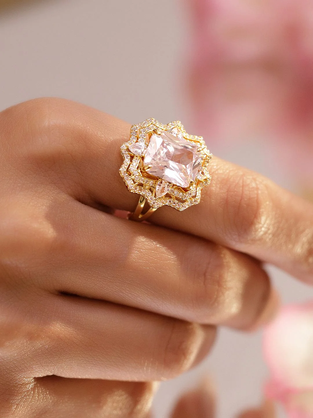 Floral Halo Adjustable Ring - Image 2